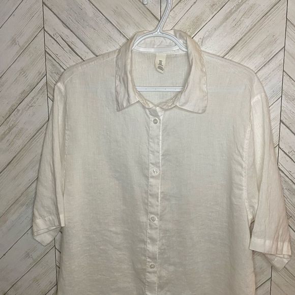 H&M linen short sleeve relaxed fit button down - Picture 4 of 5